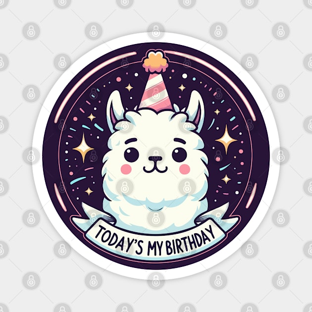 Kawaii Llama Alpaca Today Is My Birthday Party Magnet by TomFrontierArt